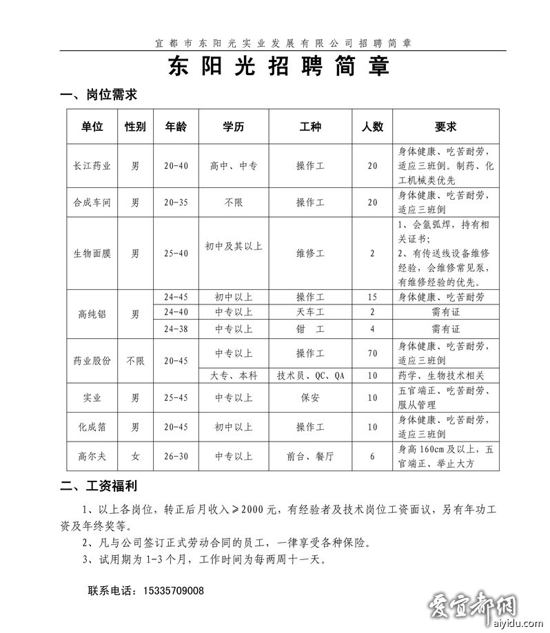 宜都東陽光最新招聘動態(tài)及其影響